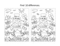 St Patrick`s Day find the differences picture puzzle and coloring page